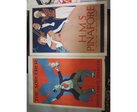 Gilbert & Sullivan: A 1930 theatre poster for HMS Pinafore or The Lass That Loved a Sailor, and a D'Oyly Carte Opera poster f