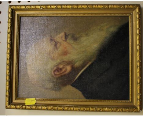 Henry John (Sylvester) Stannard (1870-1951) A profile self portrait Oil on board Labels verso 24.5cm x 18cm