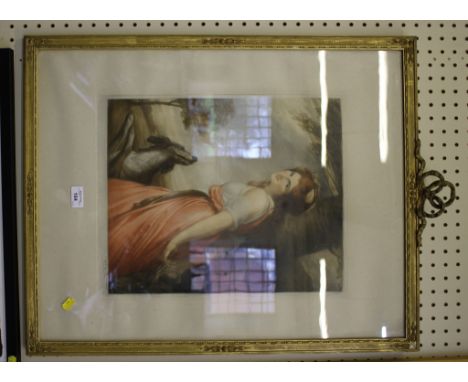 George P James after George Romney Portrait of Lady Hamilton Messotint, signed in pencil 45cm x 36.5cm