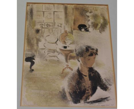 Edward La Dell (1914-1970) - The Pianist, lithograph, 37 x 27cm