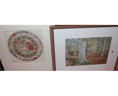 Chris Penny (1947-2001) - Burnt stubble, limited edition lithograph; Wooded Glade, watercolour; and two others (4)