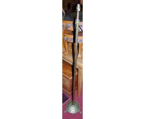 A 20th century brass telescopic standard lamp, height 147cm