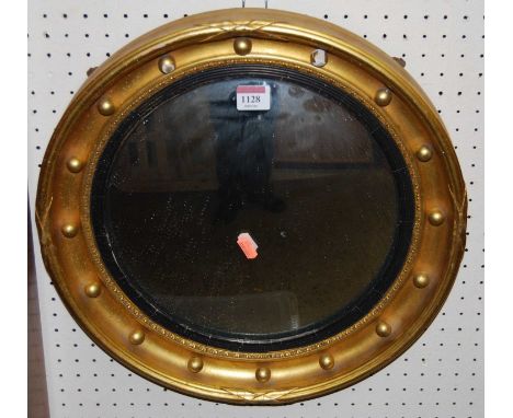 A Regency style gilt framed circular convex wall mirror, dia. 42cm