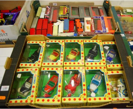 Two boxes of modern issue diecast, to include Corgi Noddy vehicles, various Corgi Original Omnibuses etc