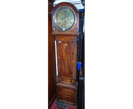 An early 19th century mahogany longcase clock, the circular engraved brass dial, signed Jonathan Steel, Killamarsh, having tw