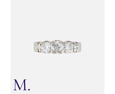 A Diamond 5-Stone Ring in 18K white gold, set with 5 old cut diamonds weighing approx. 1.0ct in total.Size: K1/2Weight: 5.2g