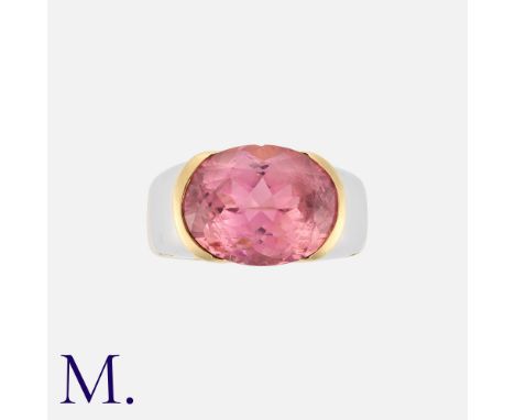 Marina B. A Pink Tourmaline Patrizia Ring in 18k yellow and white gold, set with an oval cut pink tourmaline of approximately