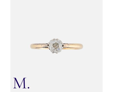 An Old Cut Diamond Solitaire Ring in 18K yellow gold, claw-set with a single old cut diamond weighing approximately 0.40ct.  