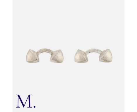 HERMES, A Pair Of Silver Cufflinks, in 925 sterling silver. of studded form. Signed Hermes, Makers mark G+P.Size: 2.5cmWeight
