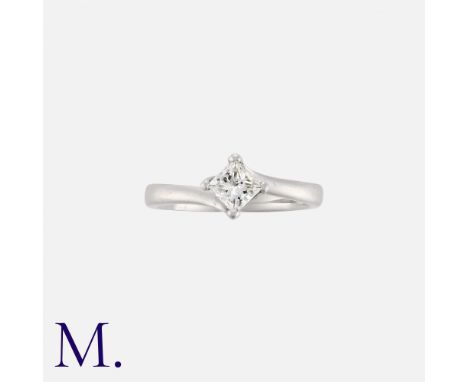 A Princess Cut Diamond Solitaire Ring in platinum, set with a princess cut diamond of approximately 0.35cts. Stamped 950 for 