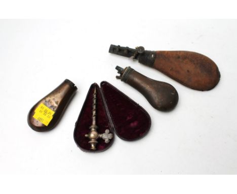 Edwardian champagne tap, powder flask, part powder flask 
