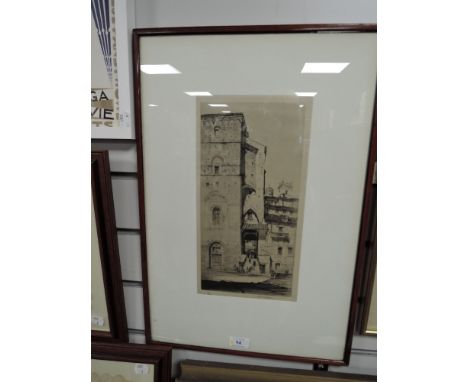An etching, artist proof, after Samuel Chamberlain, In Sienna Italy, signed and attributed verso, num 56/100, 33 x 17cm, plus