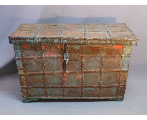 An early 20th century Indian hand painted trunk. H-74 W-112 D-42cm 