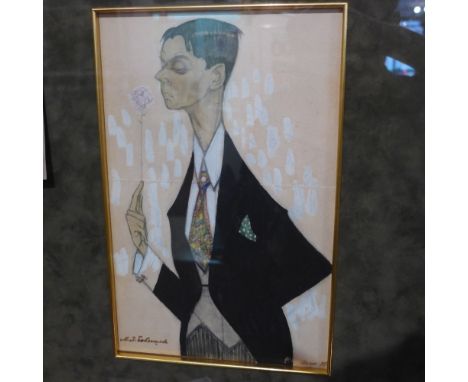 Viktor Nikolaevich Deni (Denisov) (1893-1946), portrait of M.P.Bobyshov, gouache on paper, signed. H.33cm W.21cm 