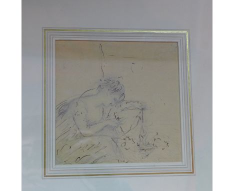 Attributed to Angela Kauffman RA (1740-1804), Profile of a Lady, pen and pencil sketch, unsigned, 14 x 14cm 