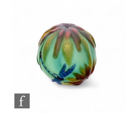 Allan Scott - Caithness - A later 20th Century glass paperweight, decorated in the 'Oriental Garden' pattern, of domed form d