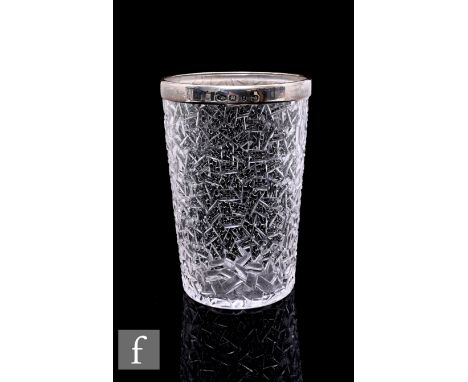 A late 19th to early 20th Century Stevens &amp; Williams clear cut crystal cracked ice water tumbler, heavily cut with repeat