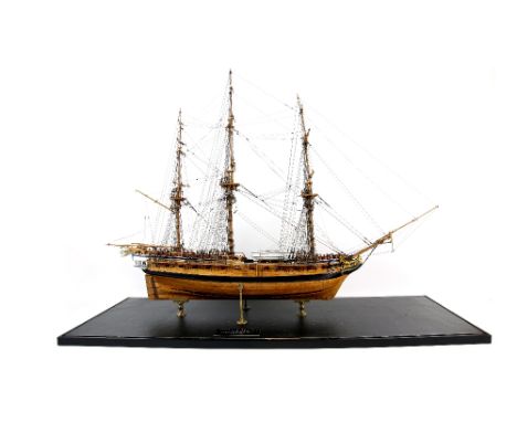 20th century model Frigate of 40 Guns circa 1790, scale 1/96 in perspex case 68cm x 90cm wide 