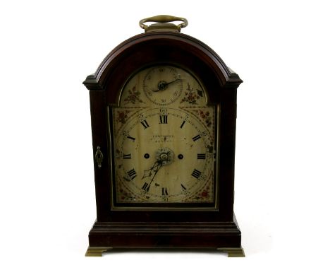 18th century mahogany bracket clock by Edward Tutet (Tatet) of London, the eight day repeating movement, with alarm, the pain