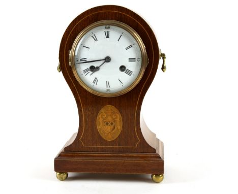 Early 20th century Mahogany cased twin train mantel clock by Philip Hass,  36cm 
