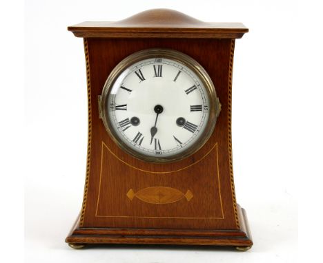 Early 20th century Mahogany cased twin train mantel clock by Philip Hass, 32cm 