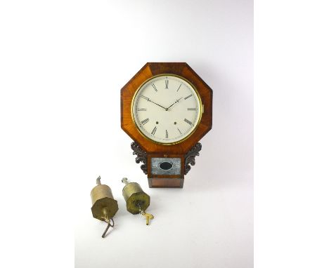Octagonal drop dial wall clock circa 1880 by New Haven Clock Company, with  painted 31cm  dial with Roman numerals, movement 