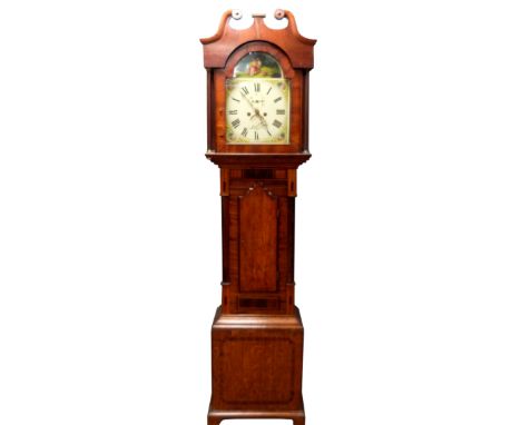 18th Century mahogany longcase clock by Crosby of Bridlington, painted dial with subsidiary second and date dials, two train 