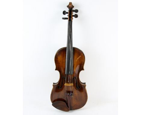 18th century violin by Anton Rieger, of Mittenwald, circa 1780, with two-piece figured maple back, and pine table, overall le