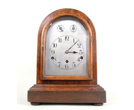Early 20th century mahogany cased mantel clock with triple train movement,  35cm x 26cm  