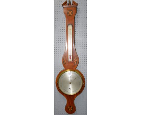 19th century mahogany banjo-formed barometer, by Ortelli &amp; Co, London