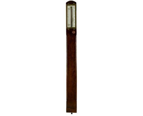 Late 19th century Miners stick barometer in oak case  by T B Winter and Son Newcastle on Tyne, 96cm  