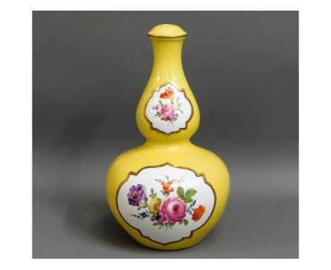 A Dresden porcelain lamp base, 13.125in tall 