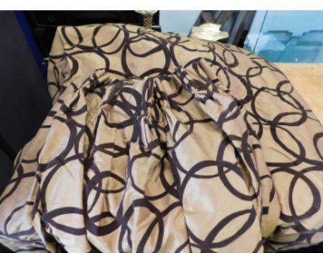 A large trio of heavy lined curtains, each approx. 98in drop x 47in wide at pleats 