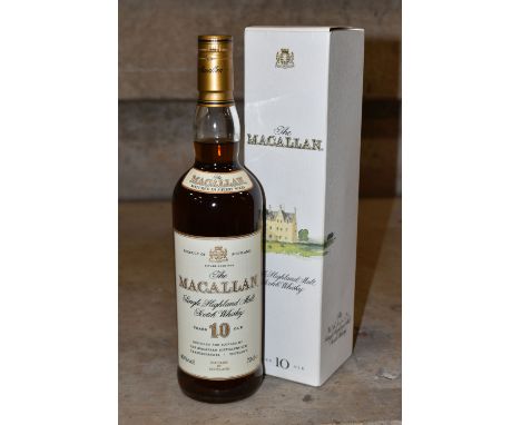 ONE BOTTLE OF THE MACALLAN 10 Year Old Single Highland Malt Scotch Whisky, 1990's bottling, distilled and bottled by The Maca