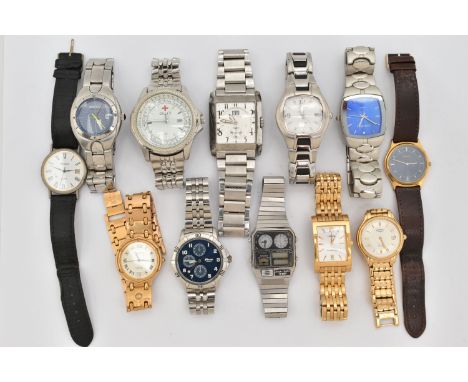 AN ASSORTMENT OF WRISTWATCHES, twelve gents wristwatches, names to include Casio, Tissot, Sekonda, Rotary (condition report: 