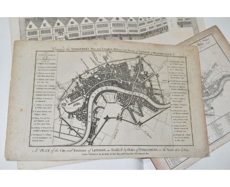 ANTIQUE MAPS OF LONDON, comprising 'A plan of the City and Environs of London, as fortified by order of Parliament, in the ye
