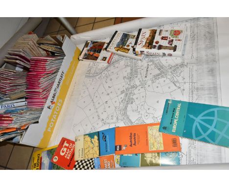 ONE BOX OF ORDNANCE SURVEY MAPS, over sixty Land Ranger and Ordnance Survey maps of Great Britain, to include a 1940's Hudson