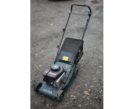 A HAYTER HUNTER 41 PETROL LAWNMOWER (condition report: engine turns, untested any further)