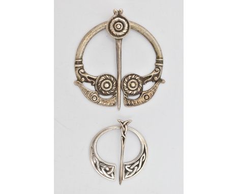 TWO PENANNULAR BROOCHES, the first a silver brooch hallmarked Birmingham 1946, stamped IMC Iona, approximate gross weight 22.