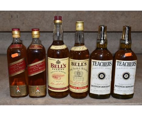SIX BOTTLE OF  BLENDED WHISKY comprising two bottles of JOHNNIE WALKER RED LABEL Old Scotch Whisky, 70 proof, 26.2/3 fl.oz. f