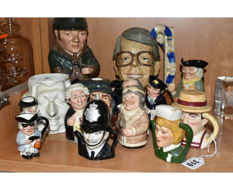 A COLLECTION OF SMALL NOVELTY TEAPOTS, CHARACTER AND TOBY JUGS, fourteen pieces to include Royal Doulton The Doultonville Col