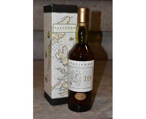SINGLE MALT, One Bottle of TALISKER 10 Year Old Single Malt Scotch Whisky, 45.8% vol. 70cl, fill level bottom neck, seal inta