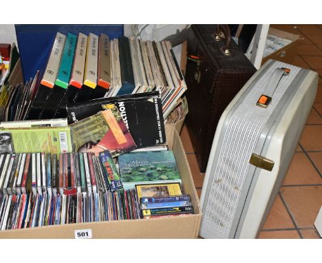 TWO BOXES OF LP RECORDS AND CDS, mostly classical music, artists include Tchaikovsky, Mozart, Strauss, Stravinsky,  A Night A