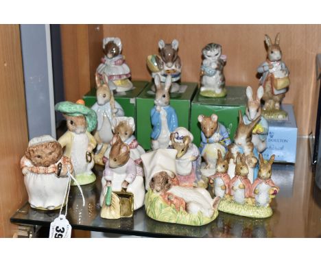 SIXTEEN BESWICK AND ROYAL ALBERT BEATRIX POTTER FIGURES, comprising Beswick - The old woman who lived in a shoe, Appley Dappl