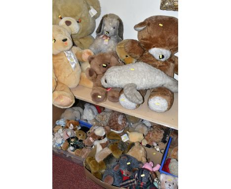 A LARGE QUANTITY OF TEDDY BEARS AND SOFT TOYS, to include a Marks &amp; Spencer 'Winnie The Pooh' hot water bottle and pyjama