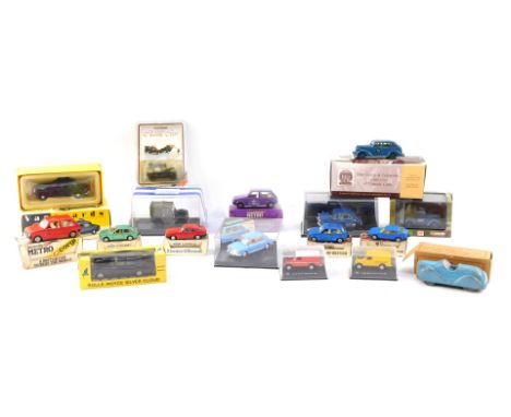 Diecast models, comprising a Vanguard Cheshire Police Van,  1:43 scale. Corgi Special Edition Mini Metro, Rolls Royce Silver 