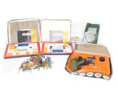 Various cased Meccano sets, comprising The Meccano Army Multikit, Meccano Set One, Two and Three, boxed.  (4)