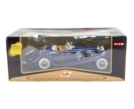 A Premier Edition Maisto Mercedes Benz 500K TYP Special Roadster 1936,  1:18 scale.