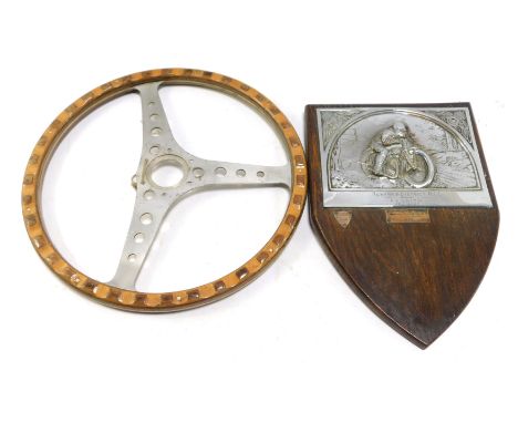 A motorcycle racing plaque for Newark &amp; District MCC Club, won by R H Smith, 28/11/26, and a further presentations, silve