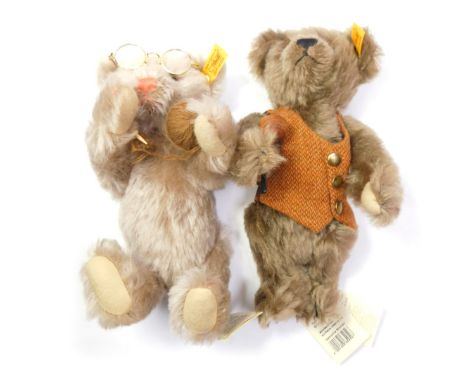 A Steiff brown bear, No 654527, Grandpa Bear, with tags, together with a Grandma Bear, No 654534, with tags. (2)